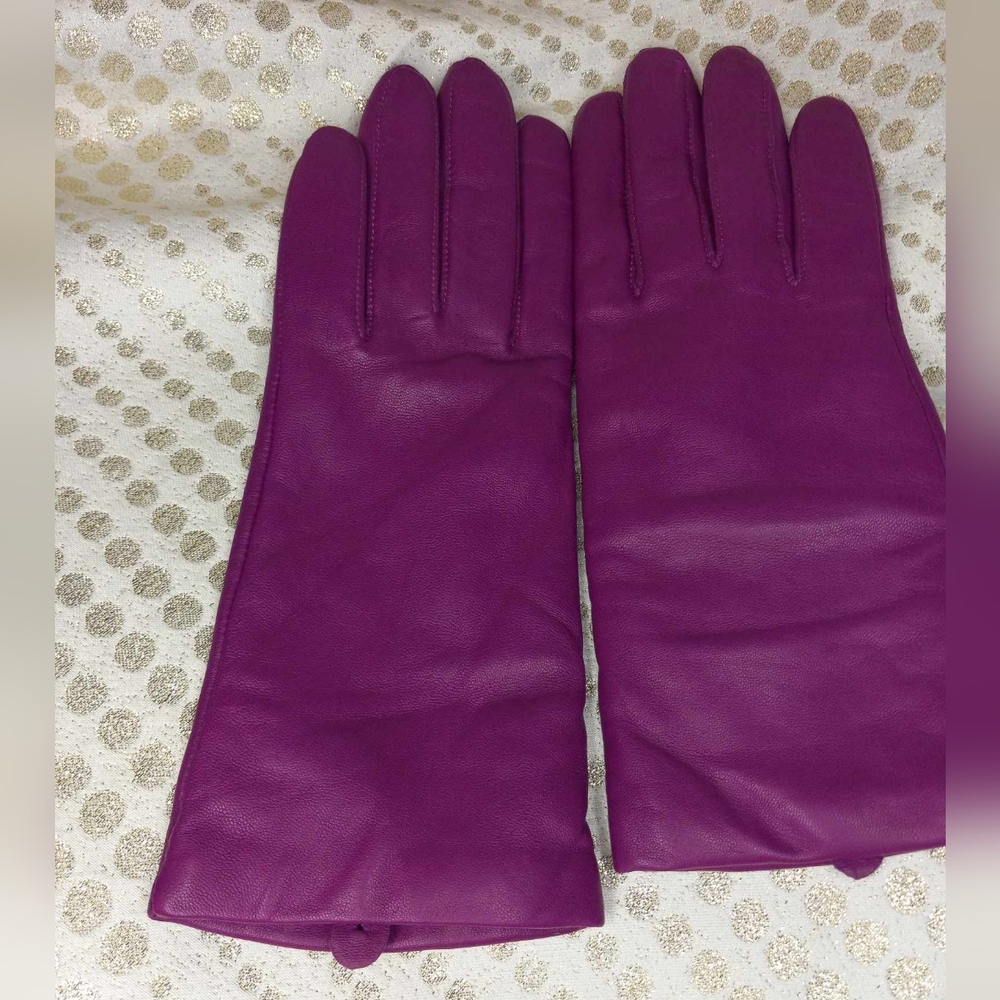 Lands' End Leather and Cashmere women's gloves - Fuchsia